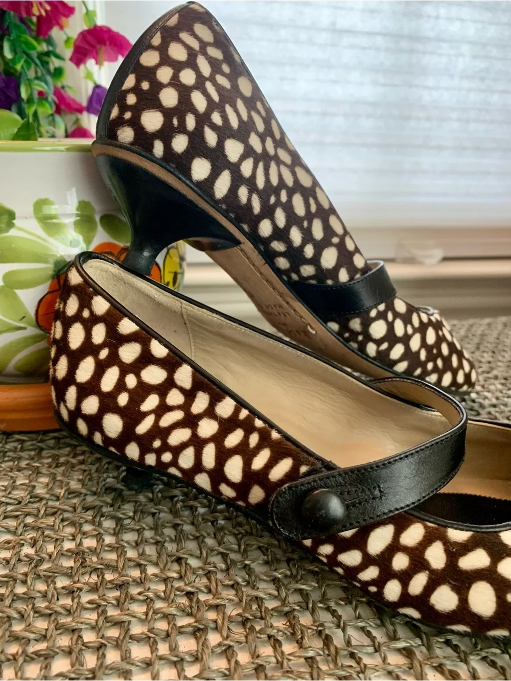 kate spade New York Spotted Calf Hair Mary Jane Heels